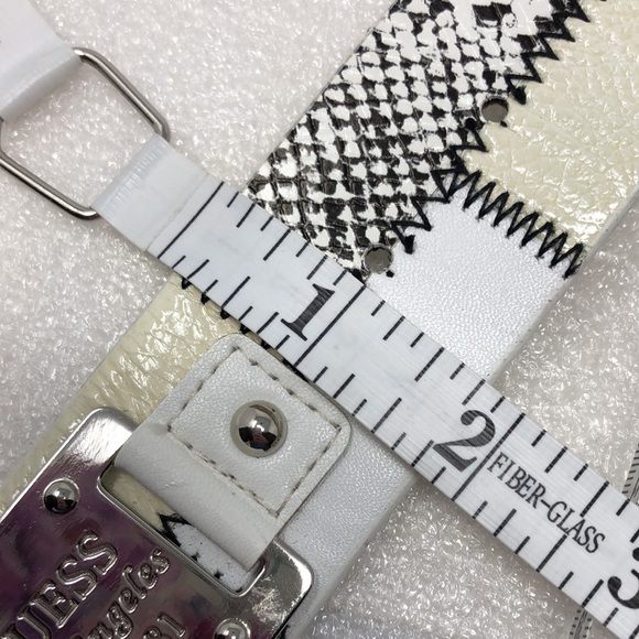 NEW GUESS Los Angeles Belt Y2K Metallic Logo Patchwork Snake Print Stitching - Picture 8 of 11